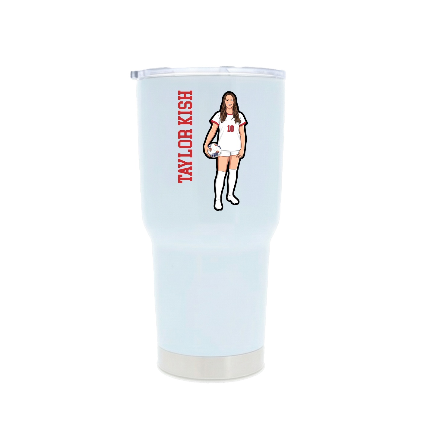 30oz Stainless Steel Tumbler — Name Vertical in White