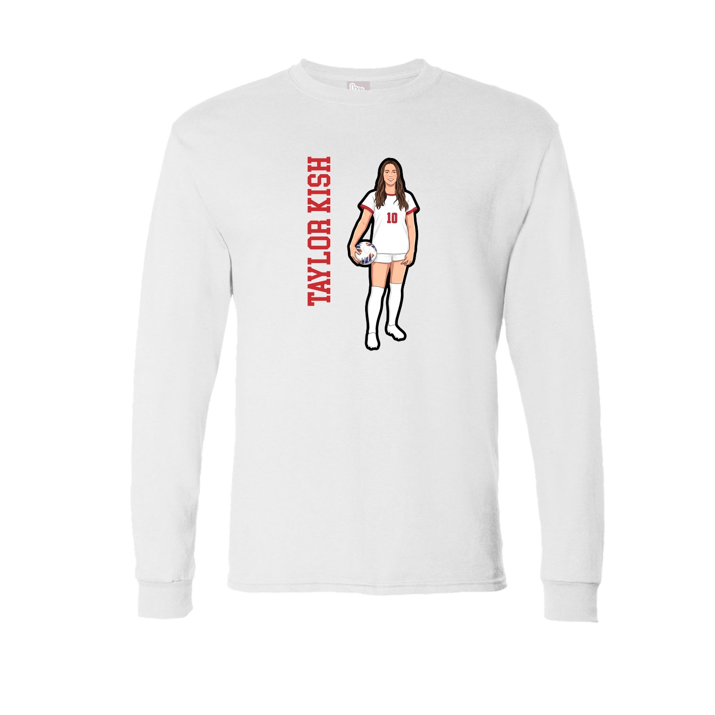 Long Sleeve Tee — Name Vertical in White
