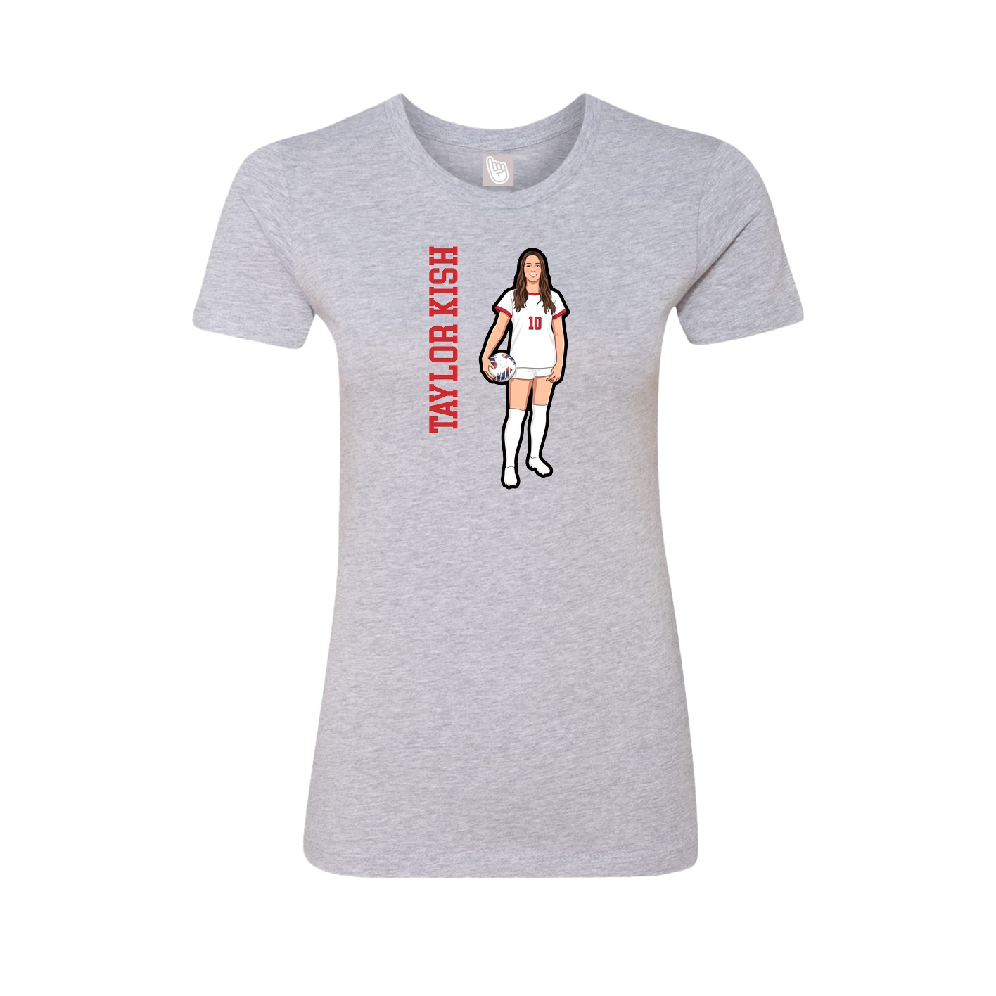 Fitted Women's Tee — Name Vertical in Grey