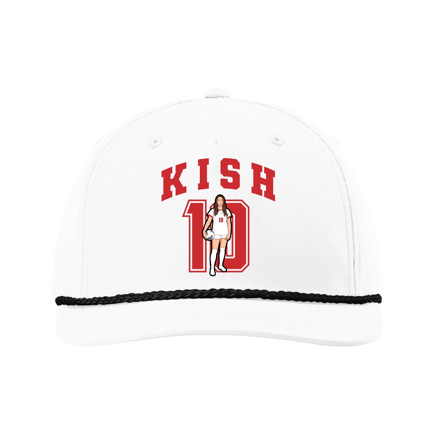 Five-Panel Classic Rope Cap — Number in White