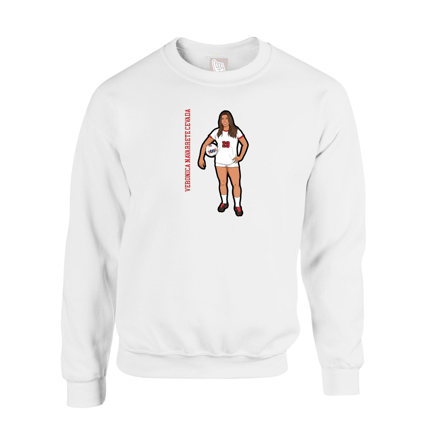 Fleece Crew — Name Vertical in White