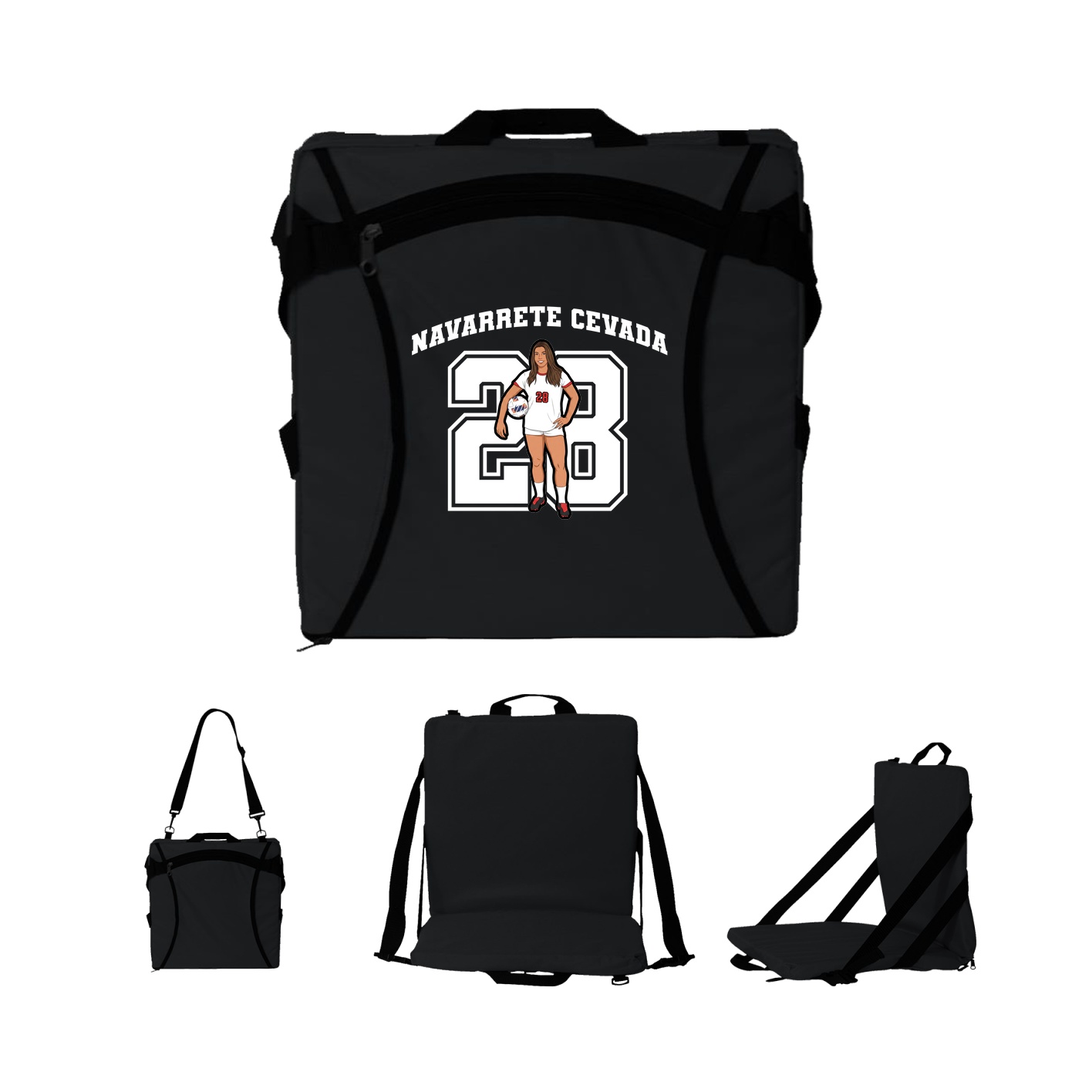 Folding Stadium Seat — Number in Black