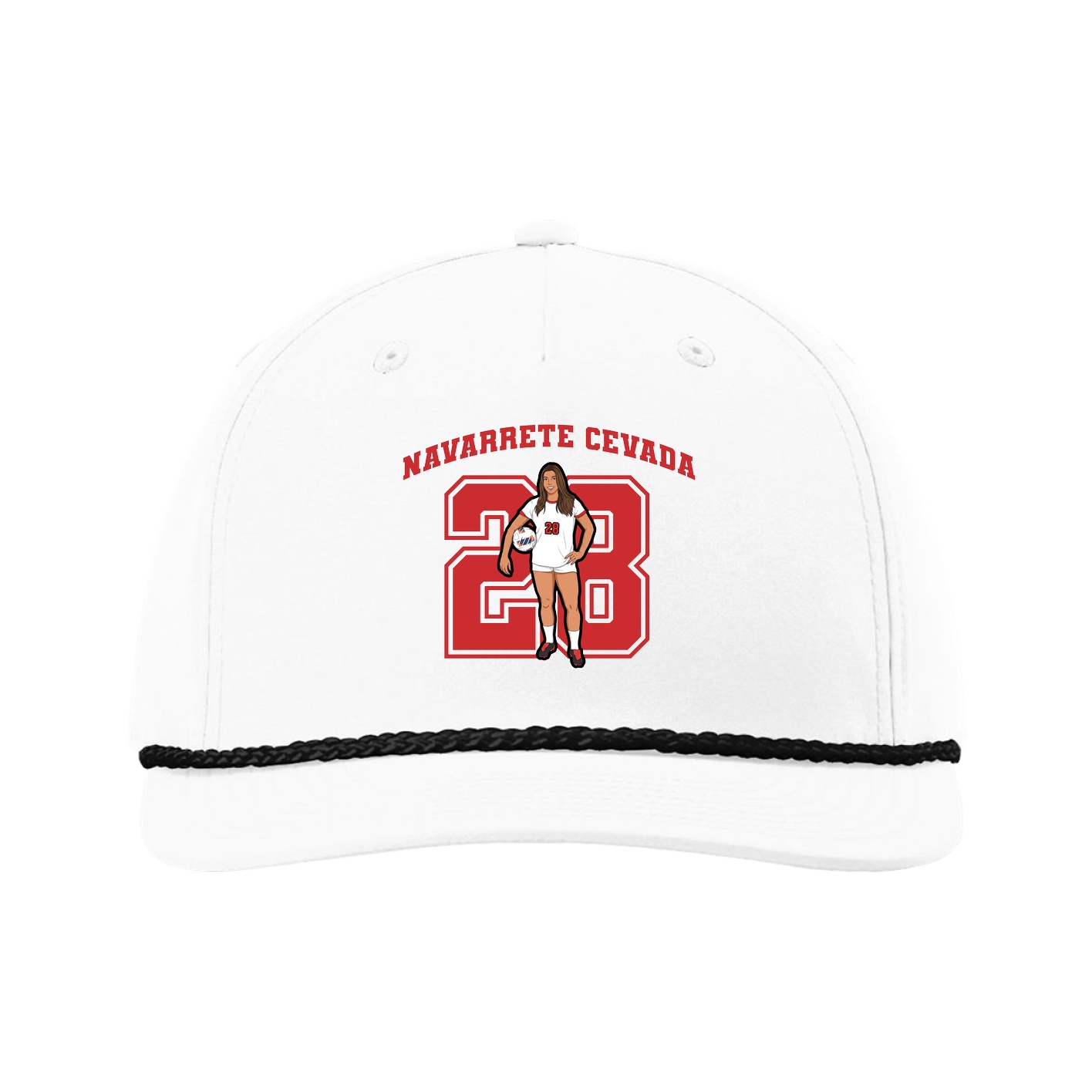 Five-Panel Classic Rope Cap — Number in White