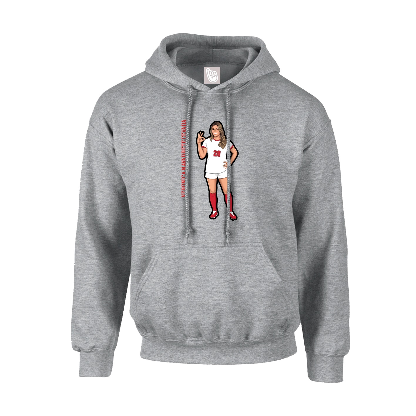 Hoodie — Name Vertical in Grey
