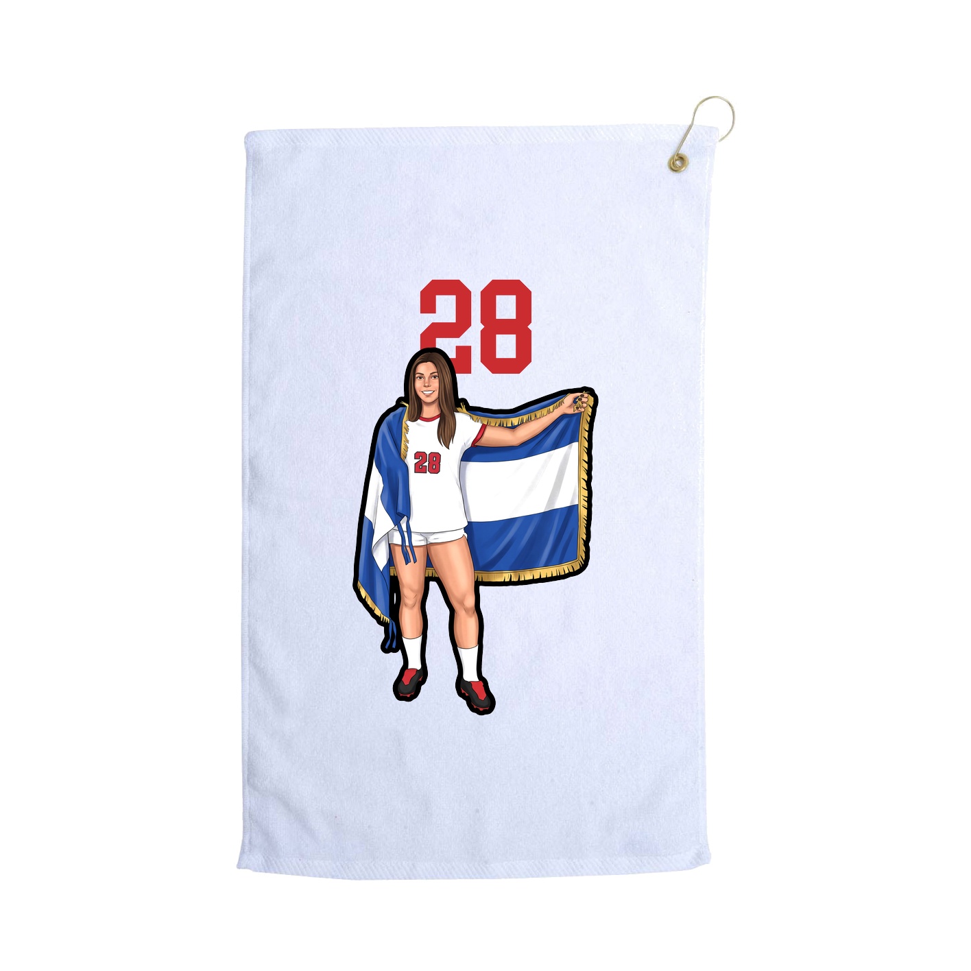 Golf Towel — Number Top in White