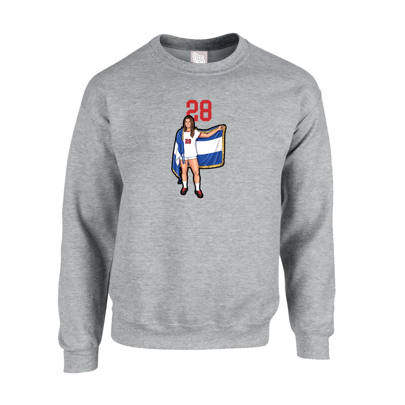 Fleece Crew — Number Top in Grey