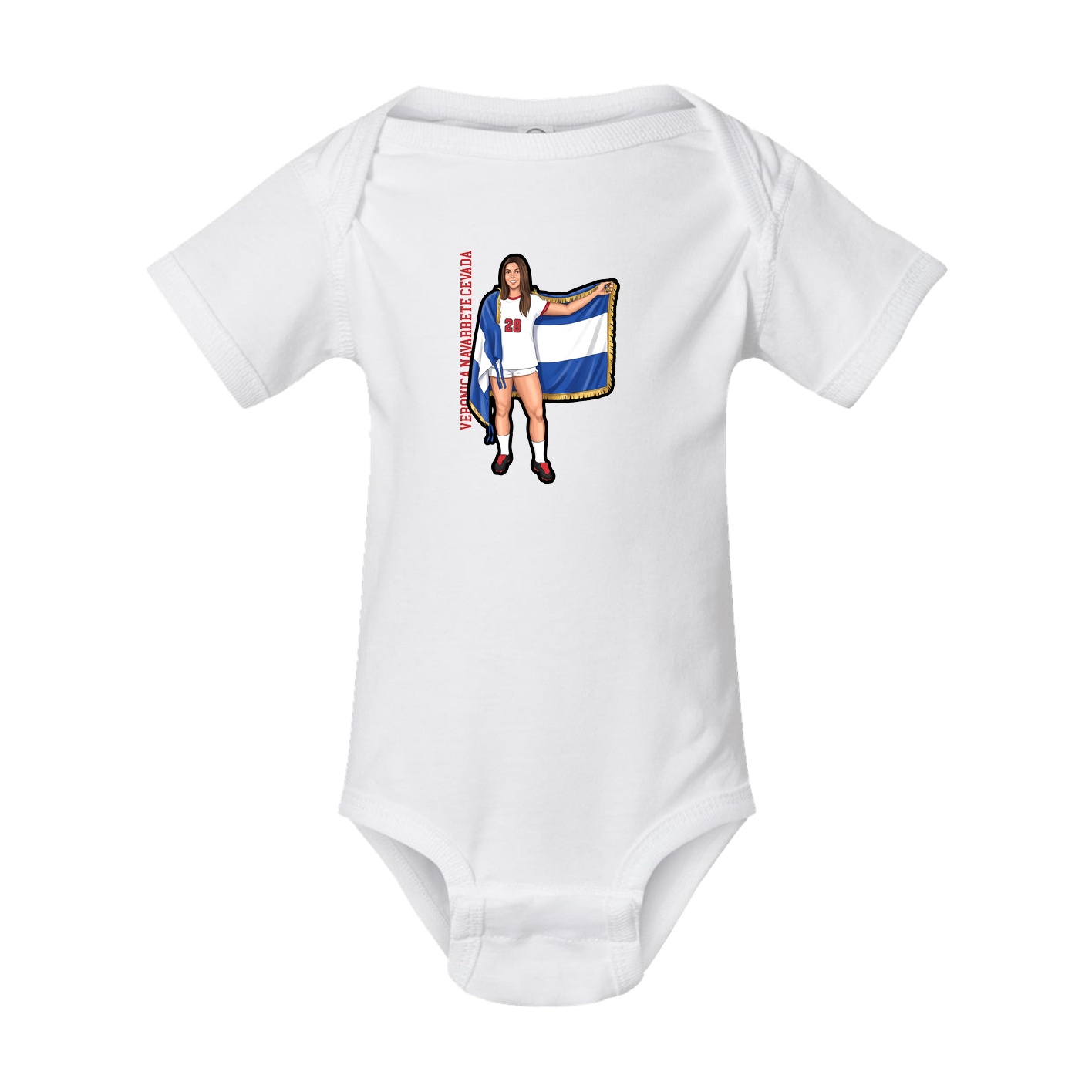 Baby Onesie — Name Vertical in White