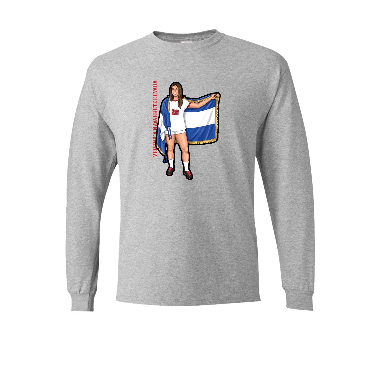 Long Sleeve Tee — Name Vertical in Grey