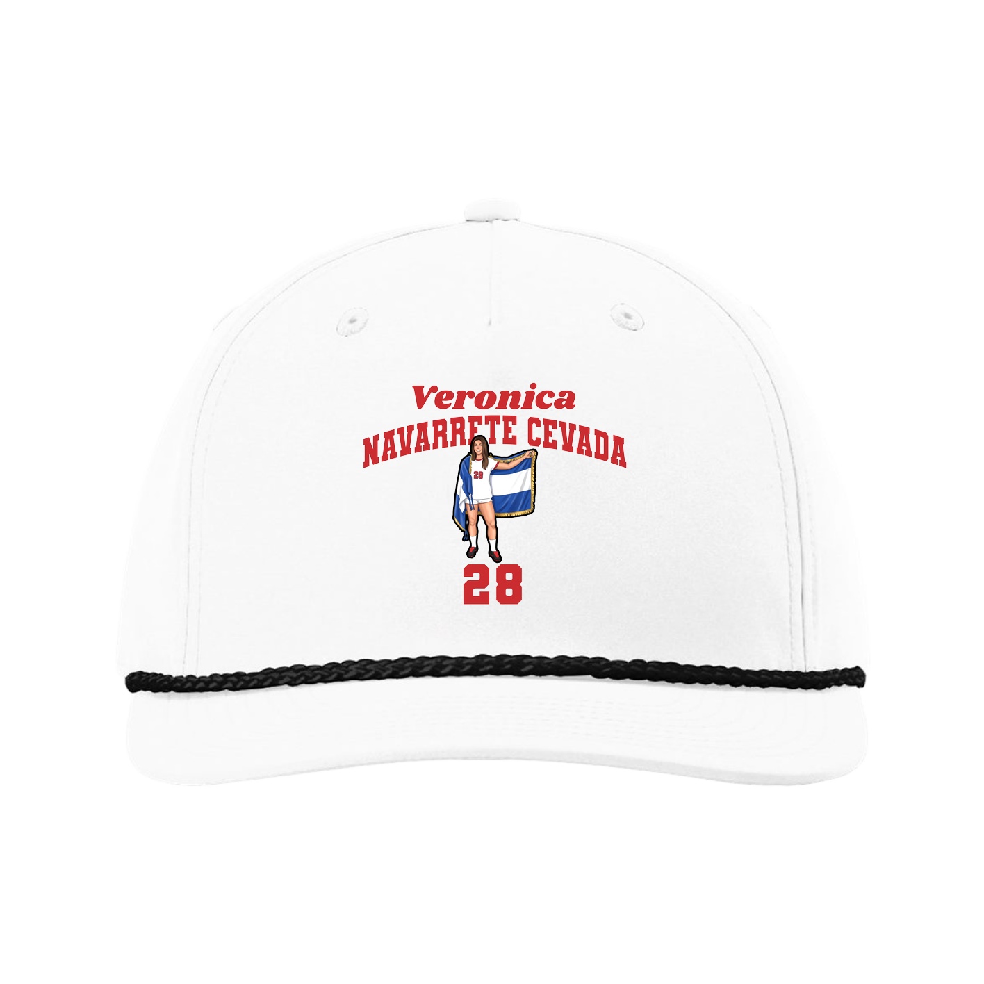 Five-Panel Classic Rope Cap — Signature Arch in White