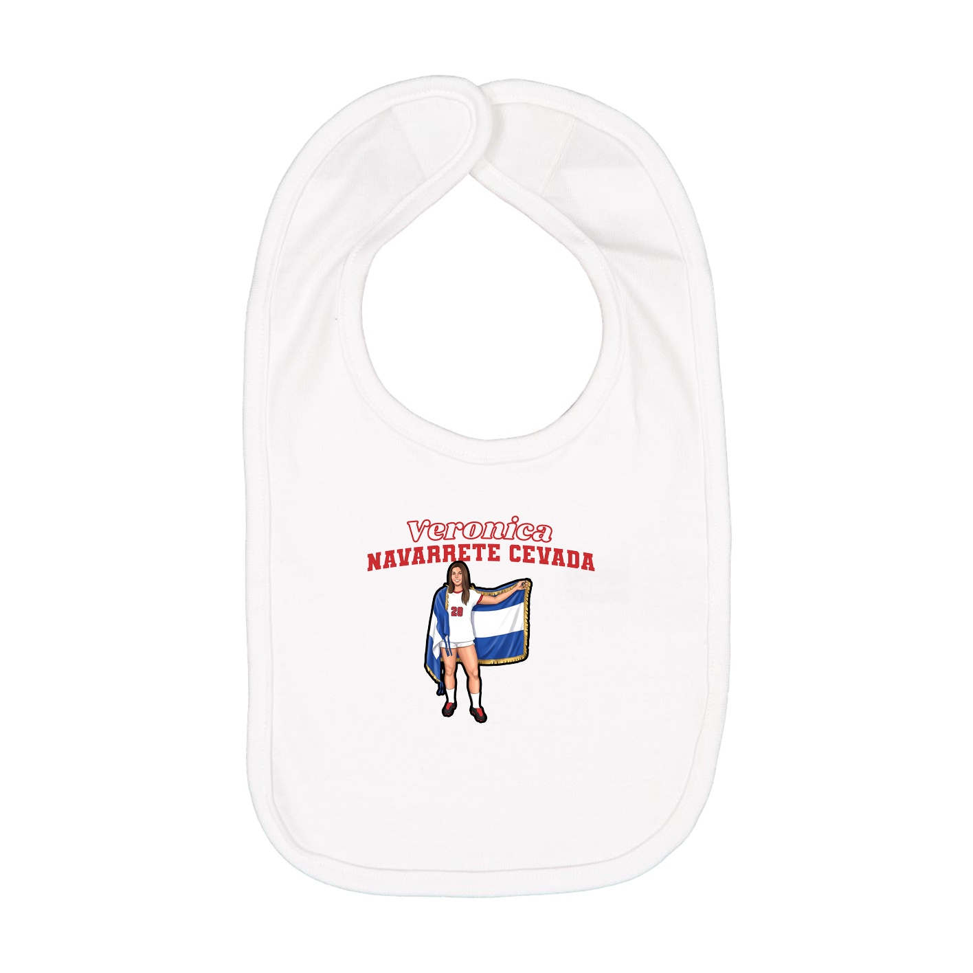 Infant Bib — Name Arch in White