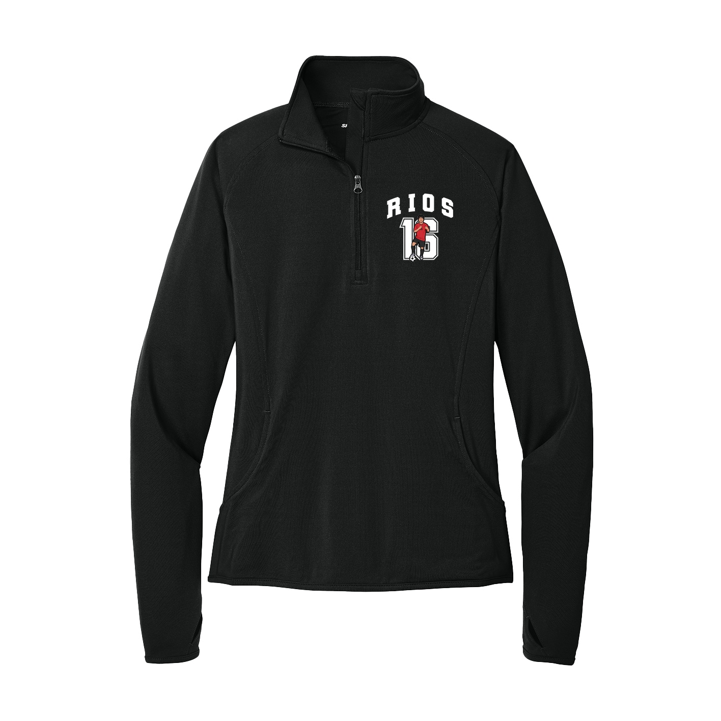 Women's Q-Zip Pullover — Number in Black