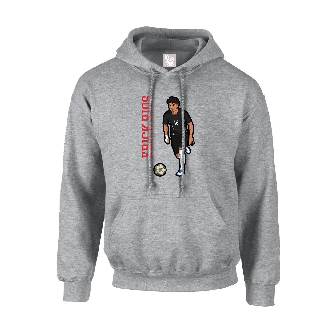 Youth Hoodie — Name Vertical in Grey