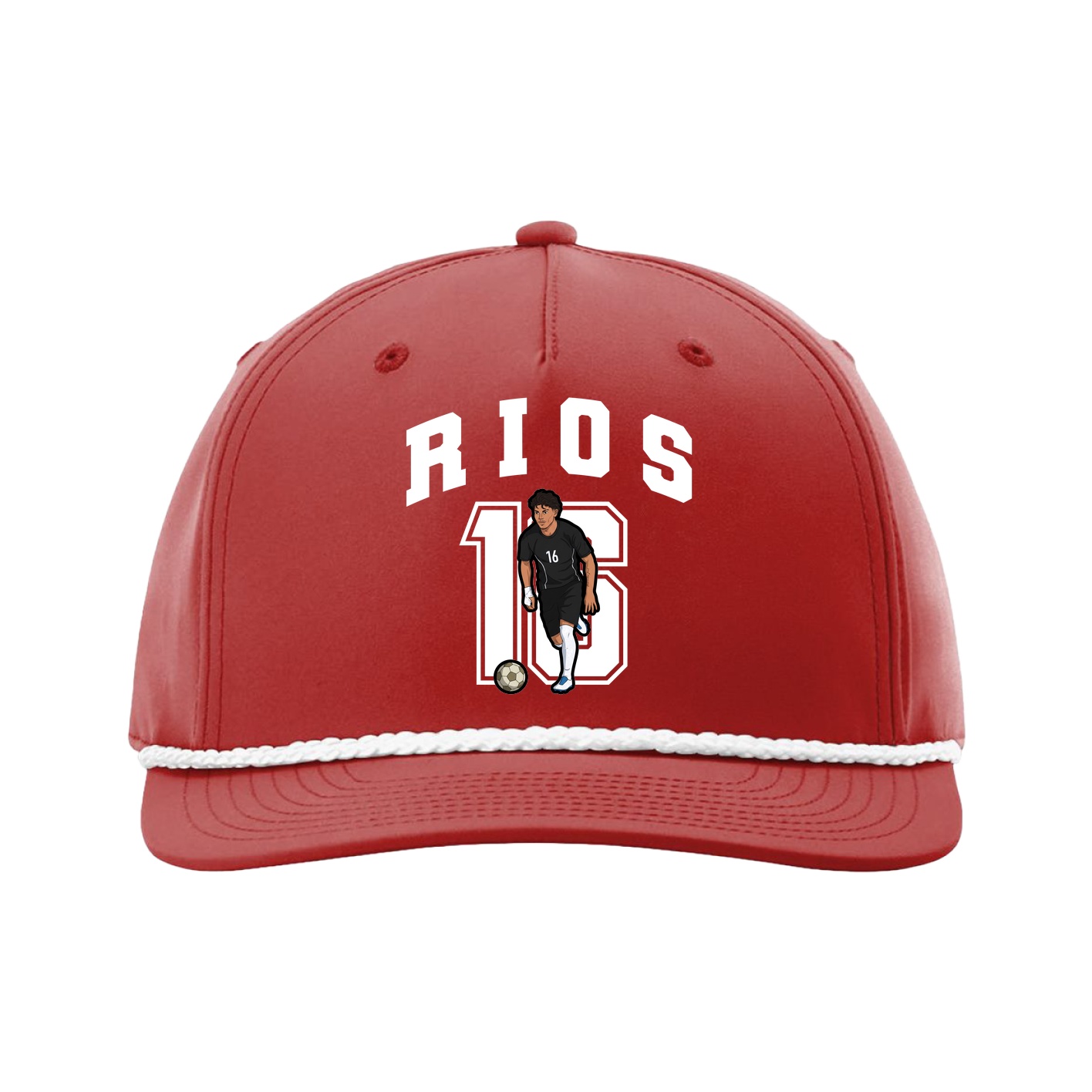 Five-Panel Classic Rope Cap — Number in Red