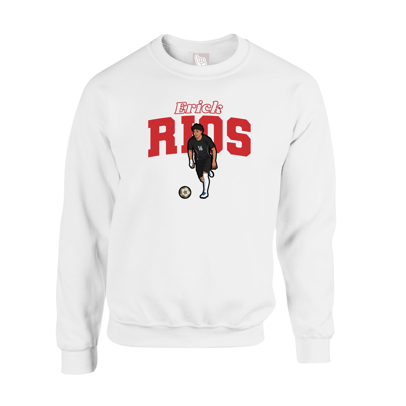 Fleece Crew — Name Arch in White