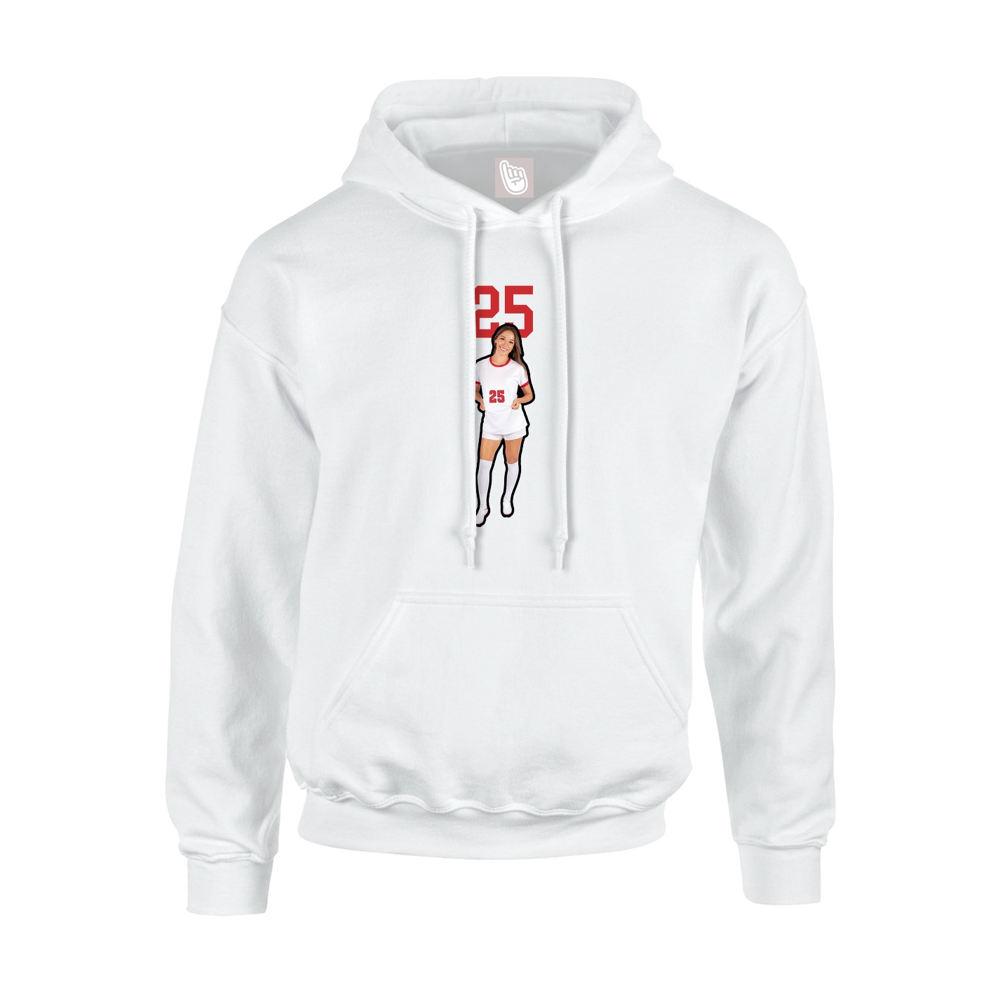 Youth Hoodie — Number Top in White