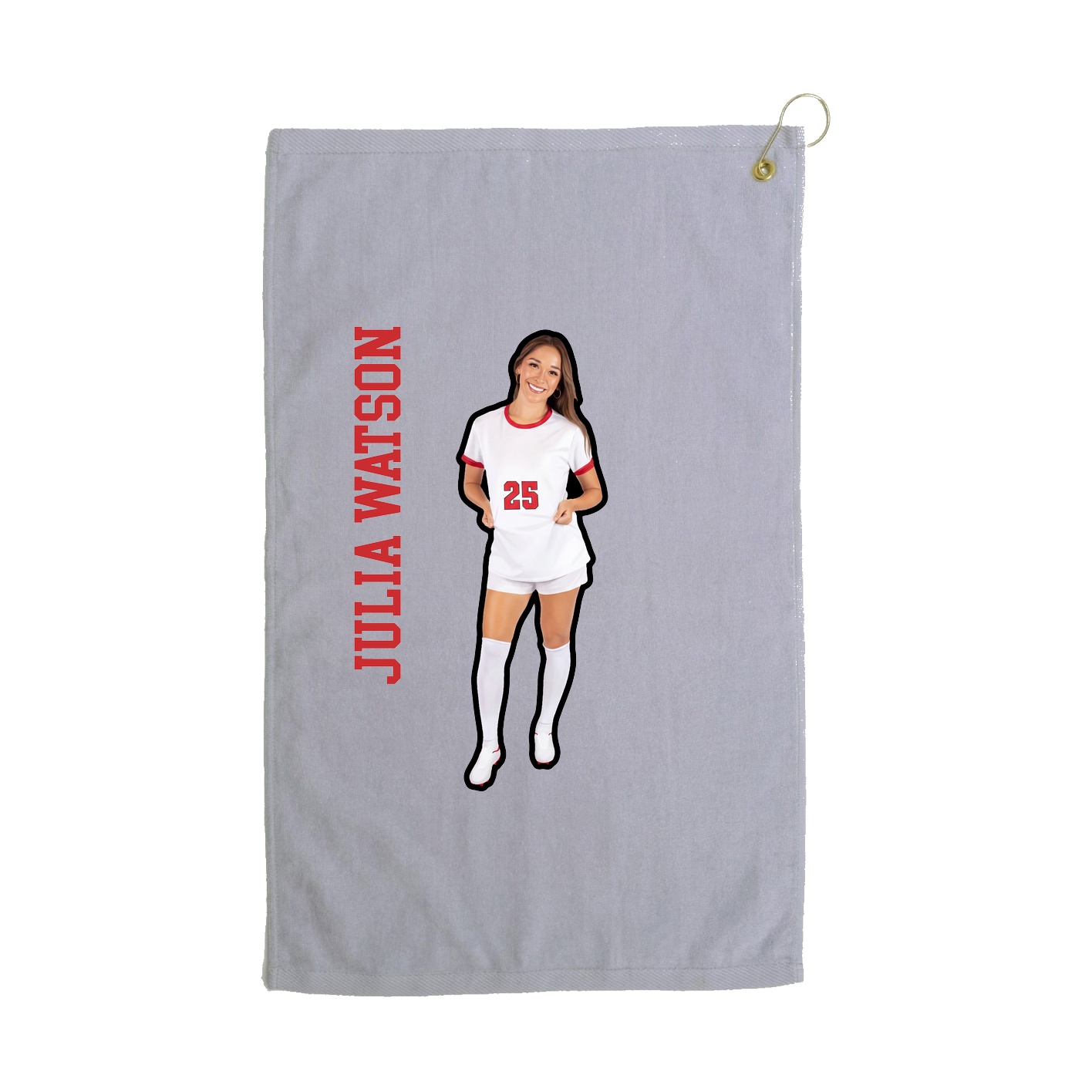 Golf Towel — Name Vertical in Grey