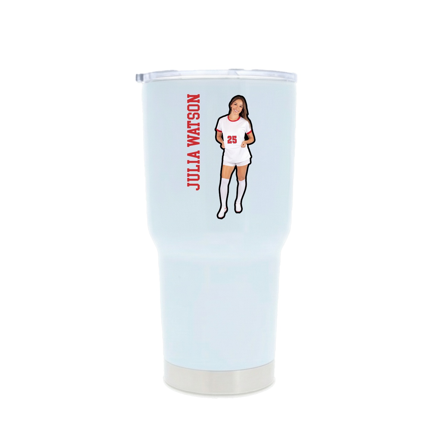 30oz Stainless Steel Tumbler — Name Vertical in White