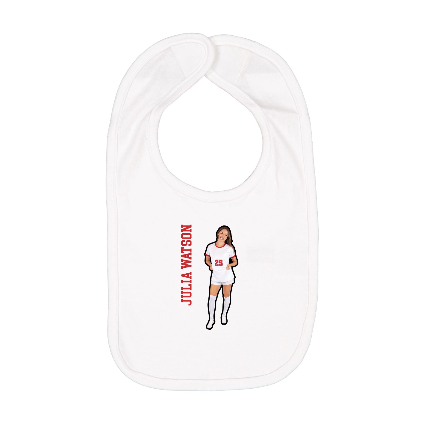 Infant Bib — Name Vertical in White