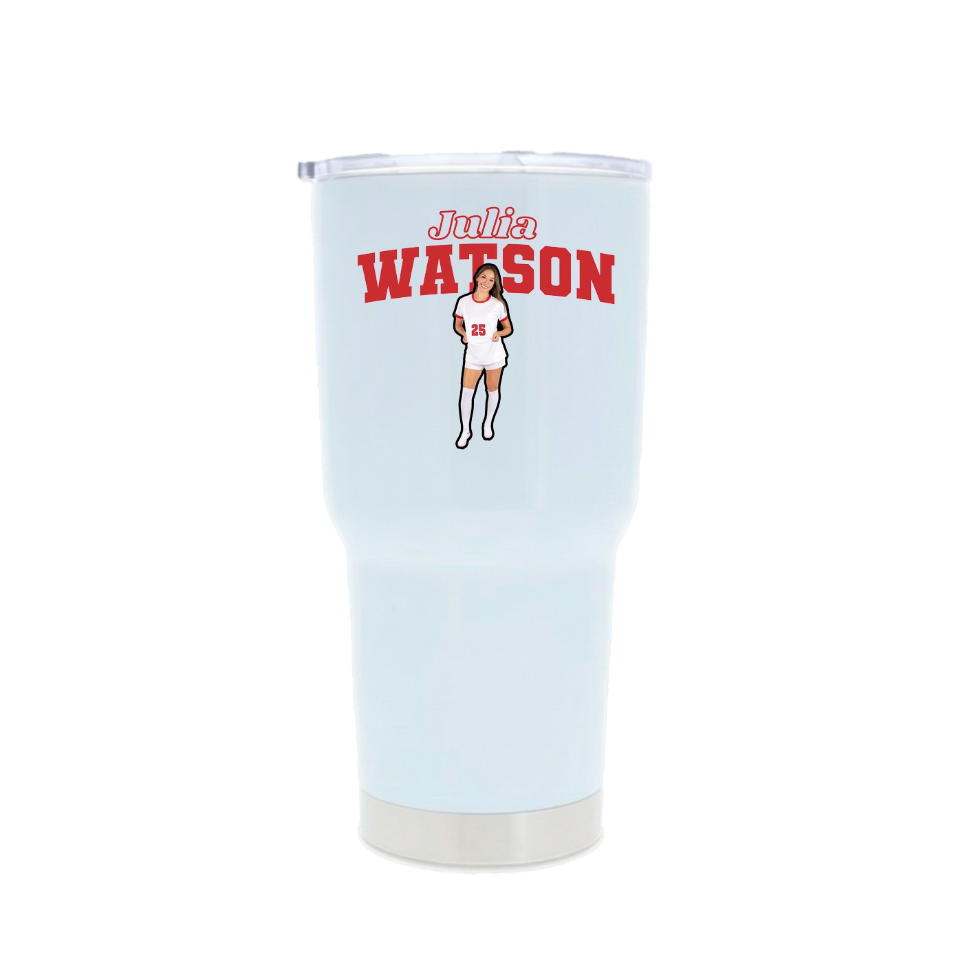 30oz Stainless Steel Tumbler — Name Arch in White