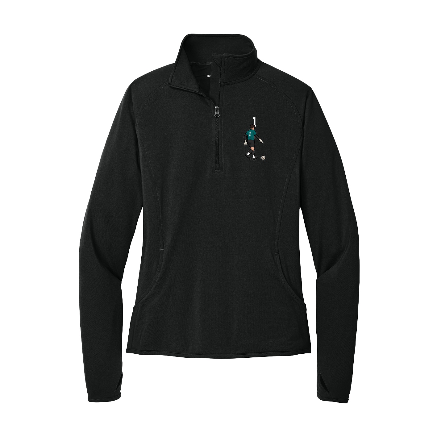 Women's Q-Zip Pullover — Number Top in Black