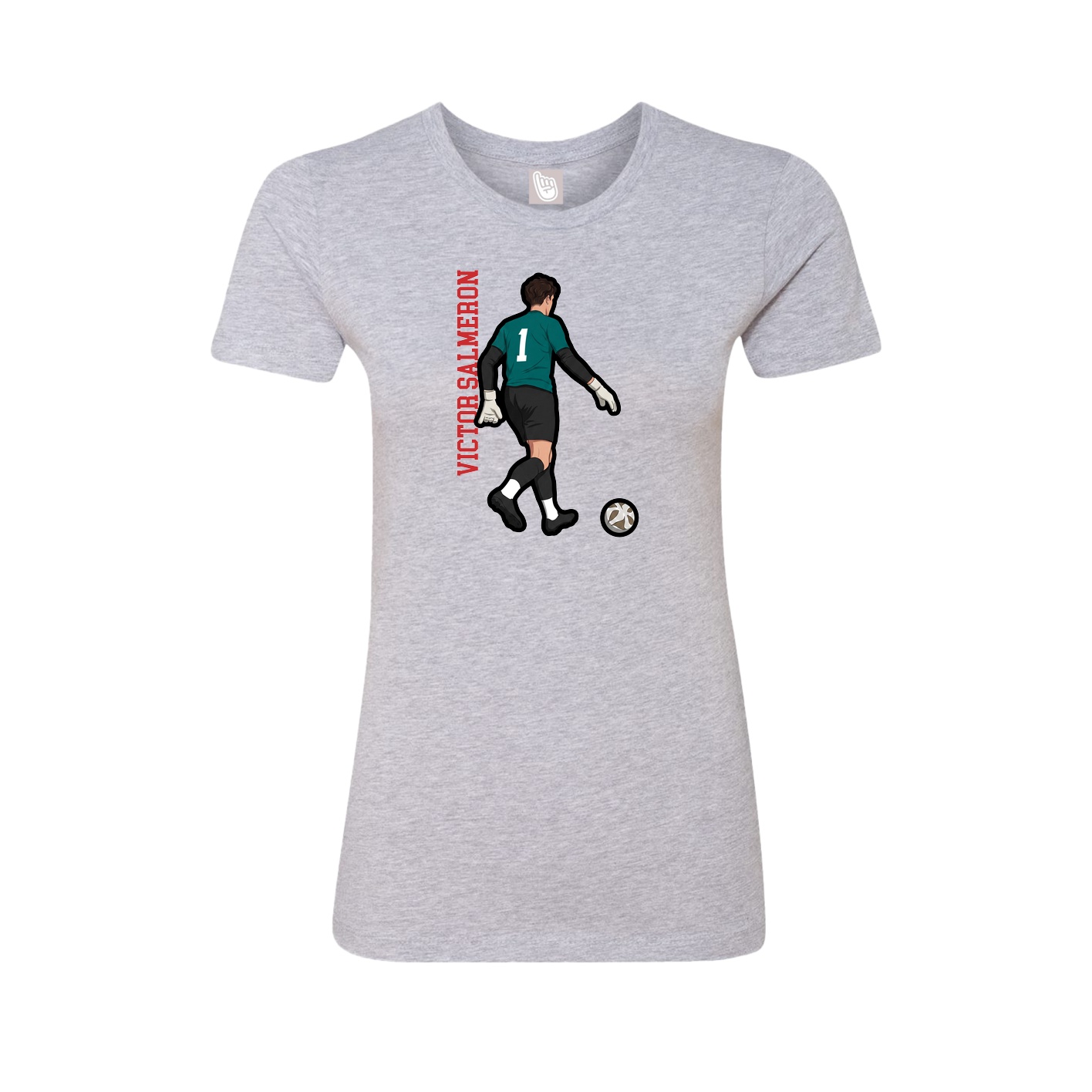 Fitted Women's Tee — Name Vertical in Grey