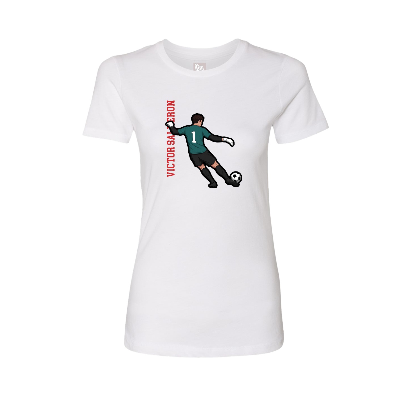 Fitted Women's Tee — Name Vertical in White