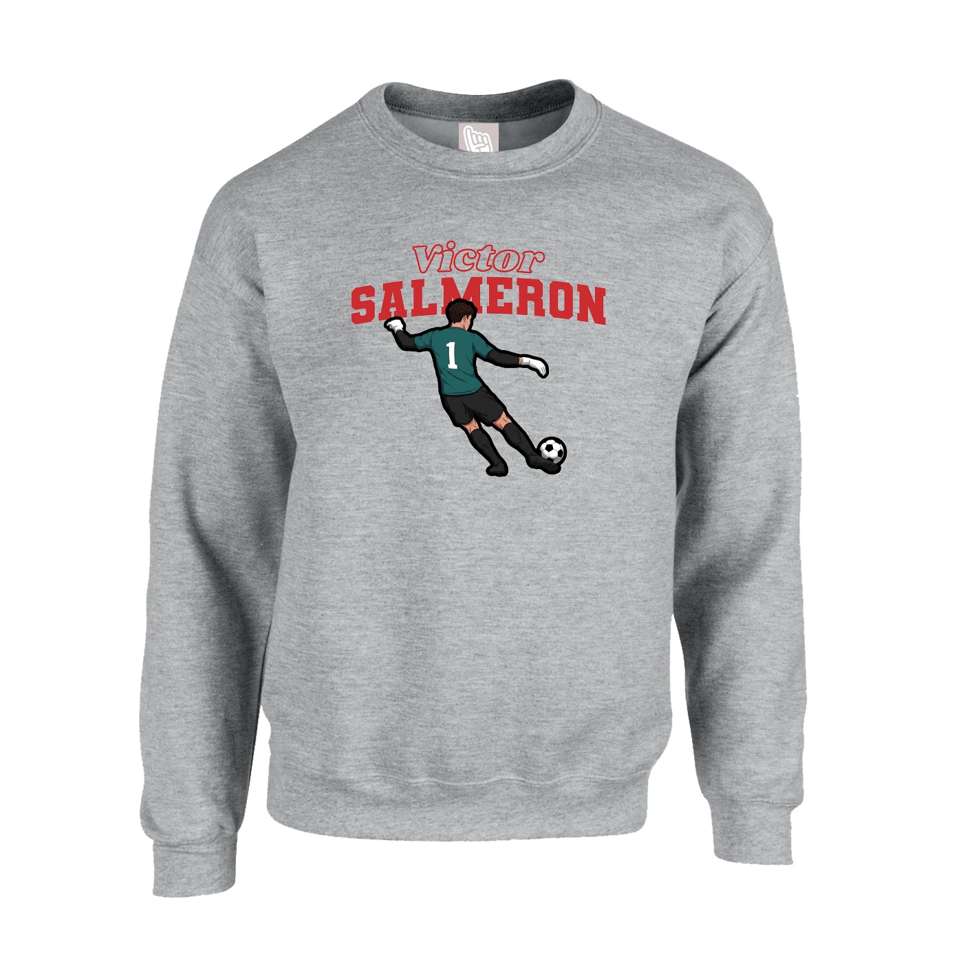 Fleece Crew — Name Arch in Grey