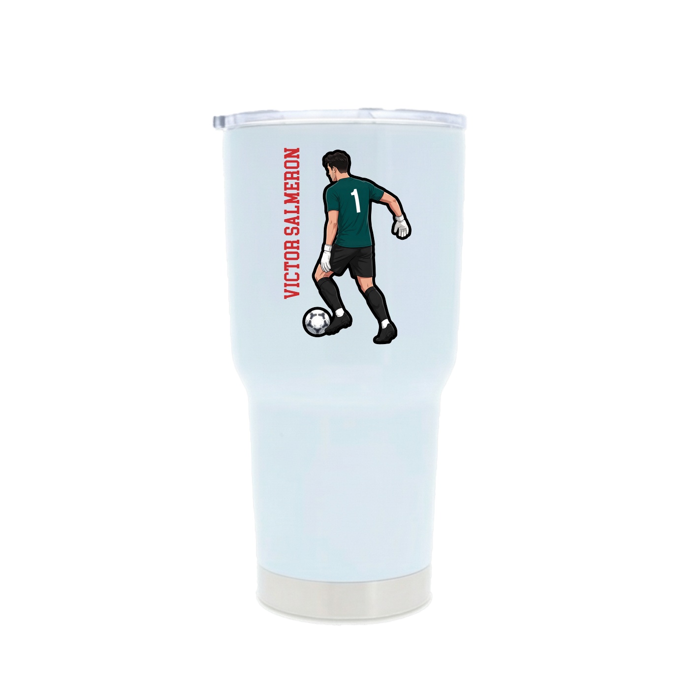 30oz Stainless Steel Tumbler — Name Vertical in White