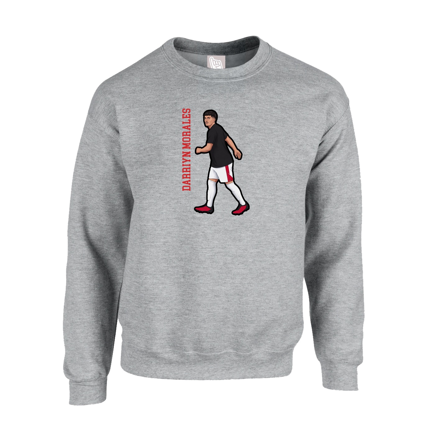 Fleece Crew — Name Vertical in Grey