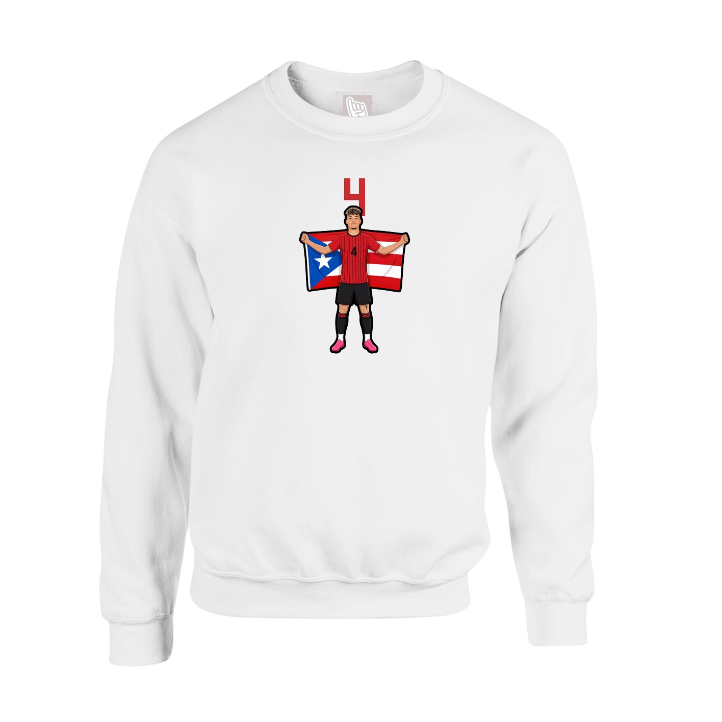 Fleece Crew — Number Top in White