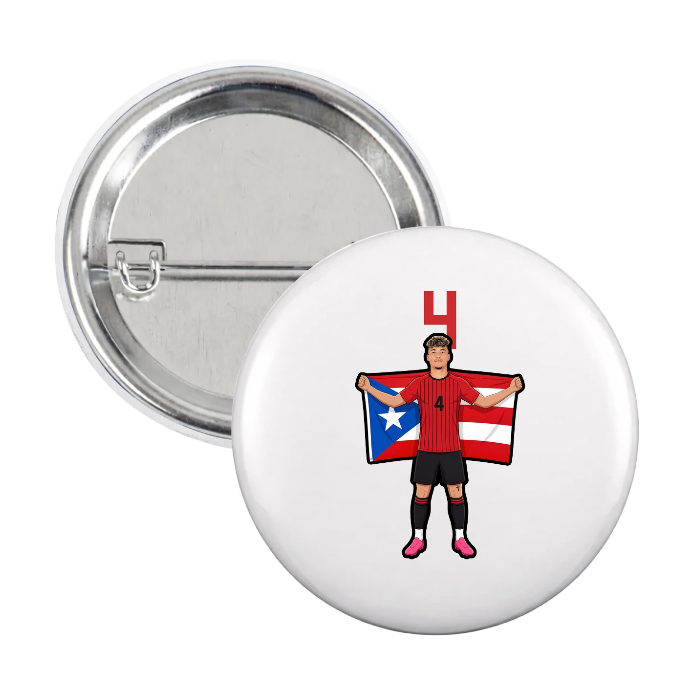 Game Day Button — Number Top in White