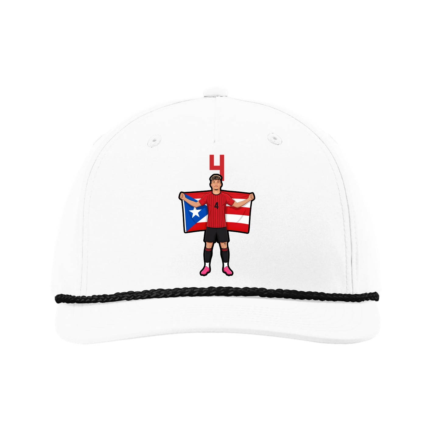 Five-Panel Classic Rope Cap — Number Top in White