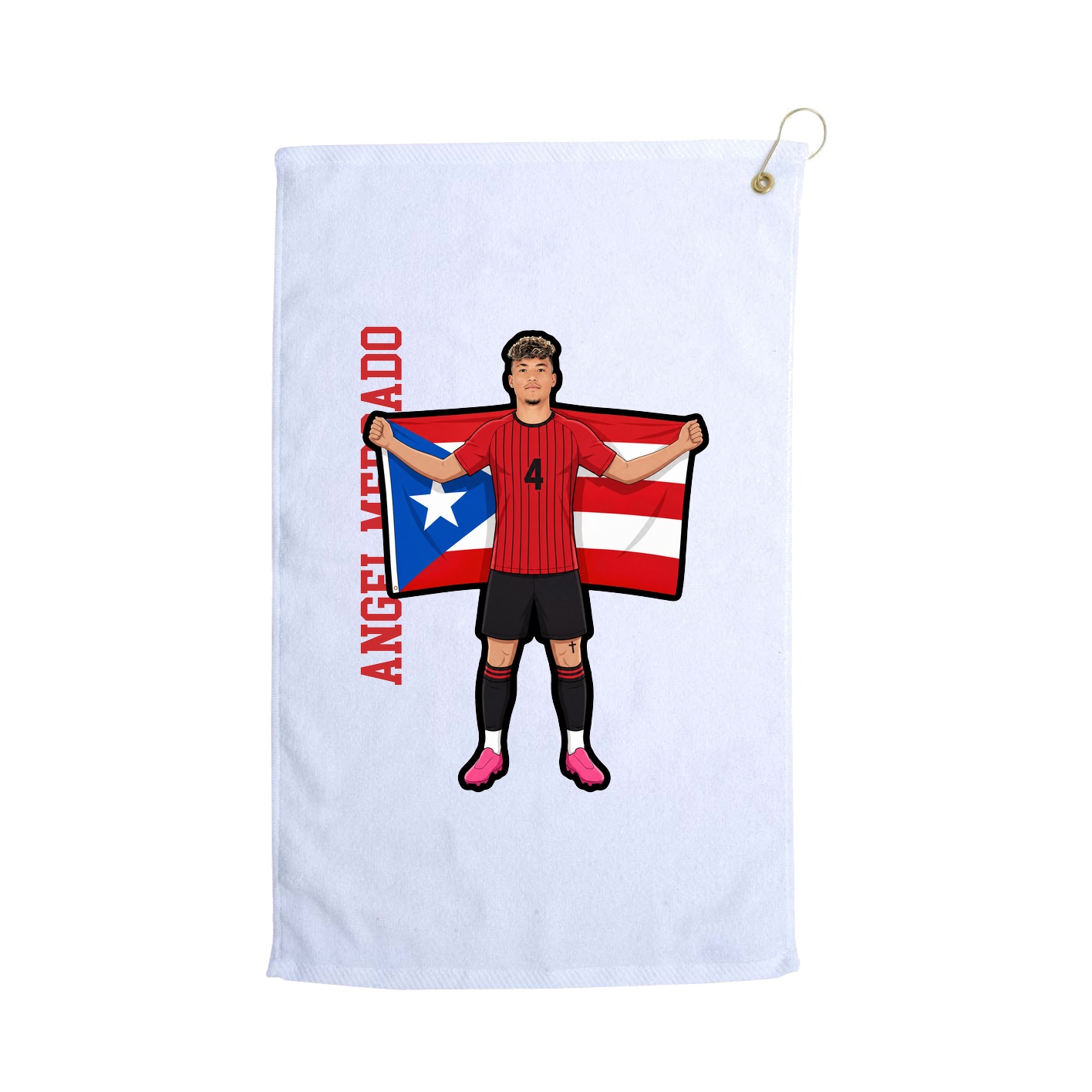 Golf Towel — Name Vertical in White