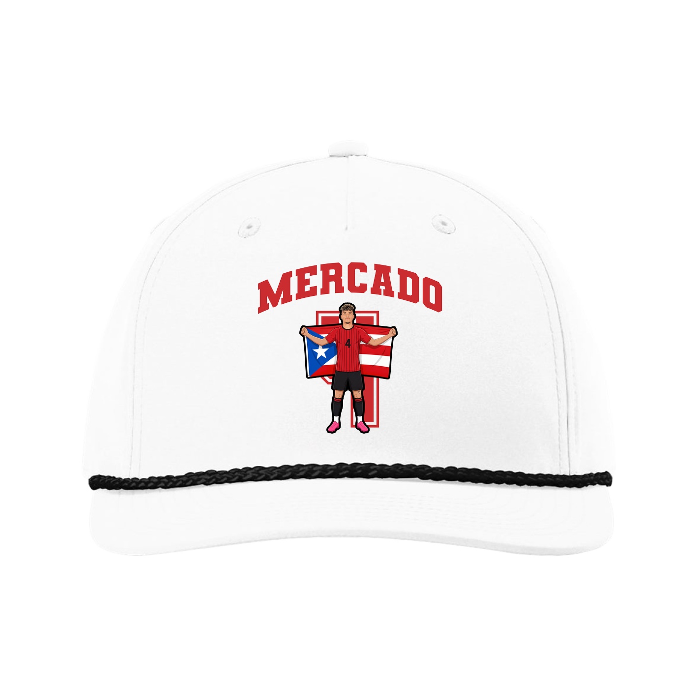 Five-Panel Classic Rope Cap — Number in White