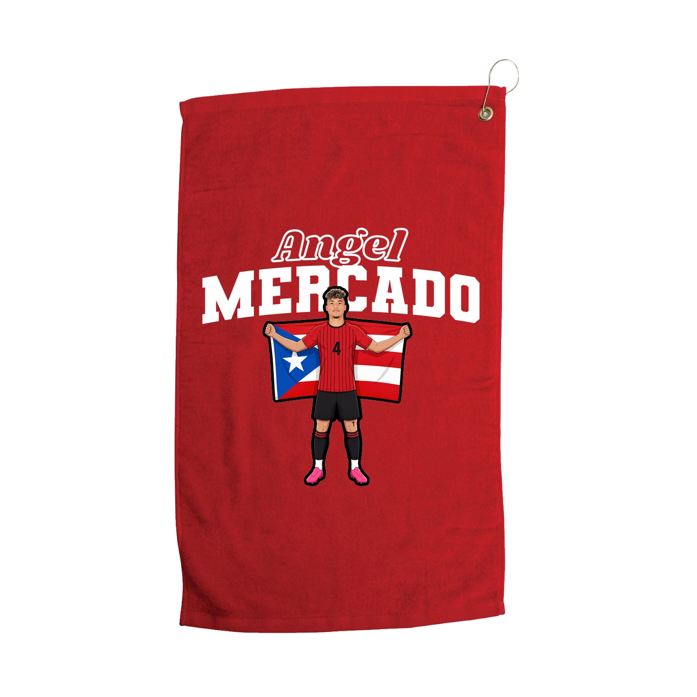 Golf Towel — Name Arch in Red