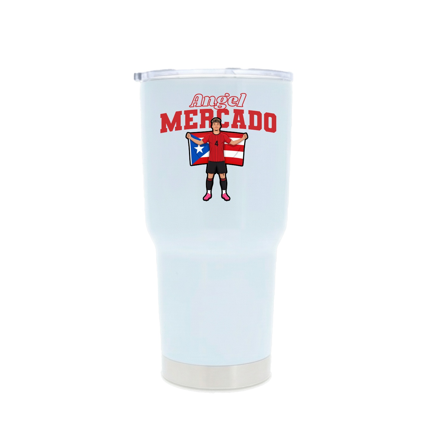 30oz Stainless Steel Tumbler — Name Arch in White
