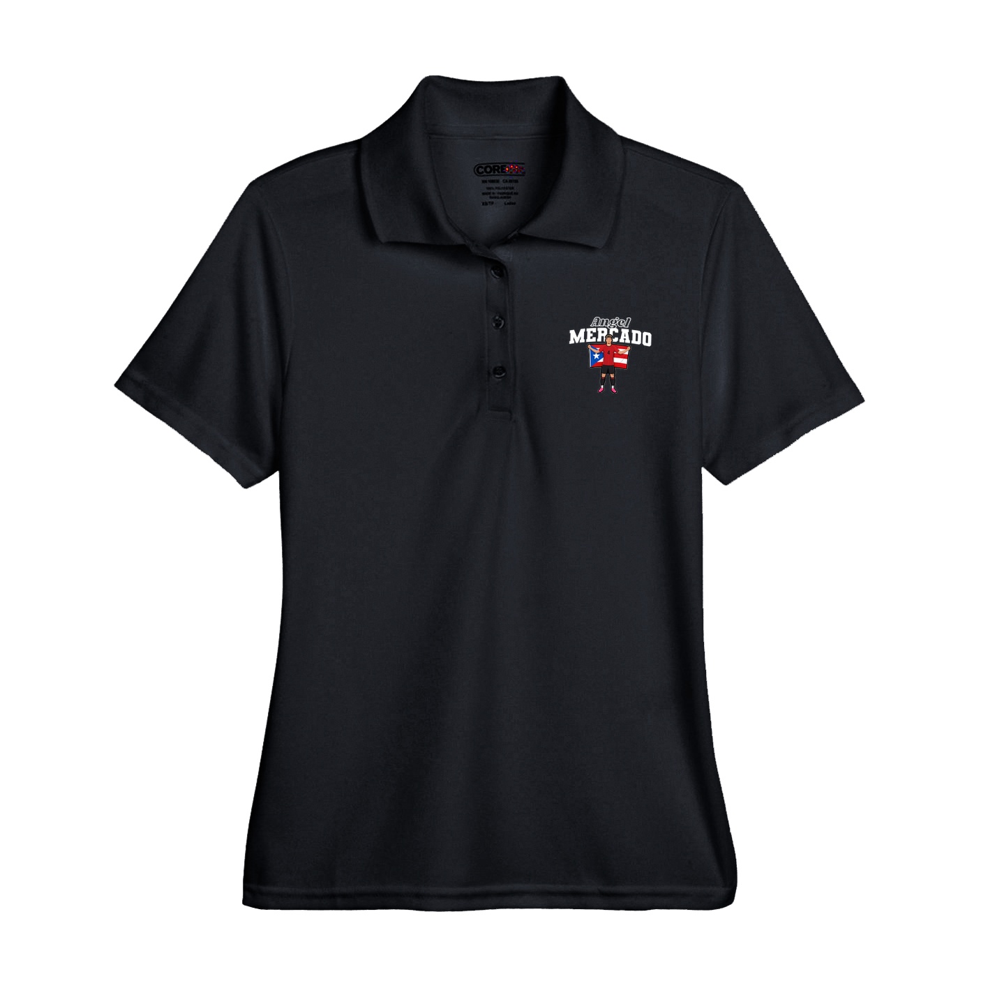Womens Performance Polo — Name Arch in Black