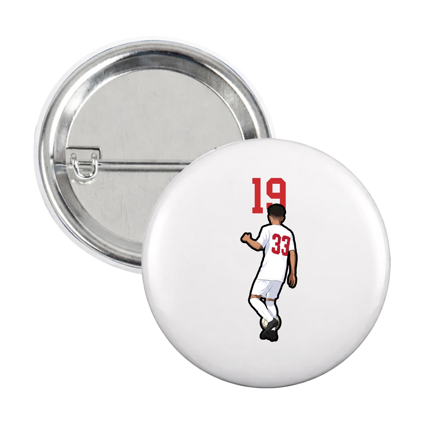 Game Day Button — Number Top in White
