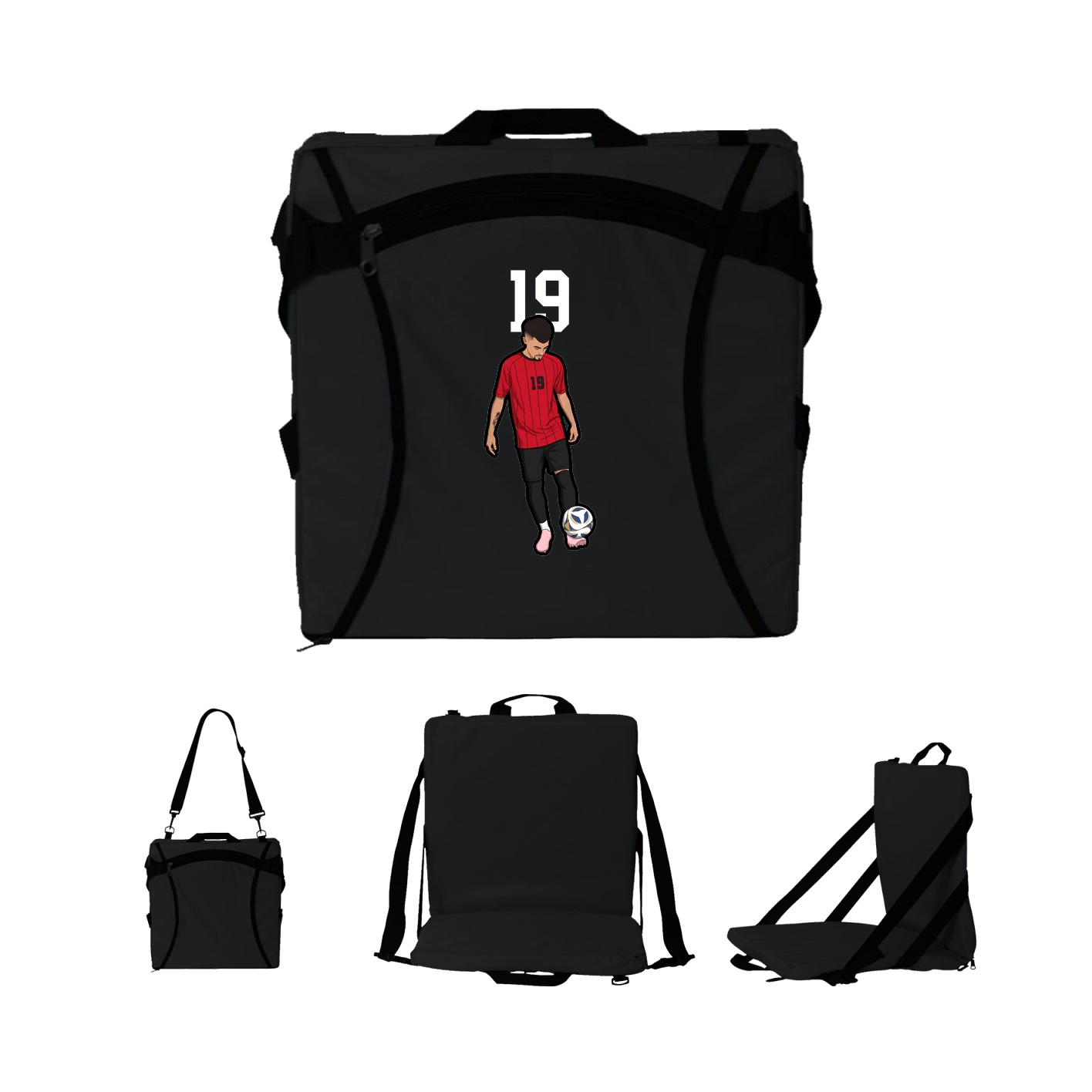 Folding Stadium Seat — Number Top in Black