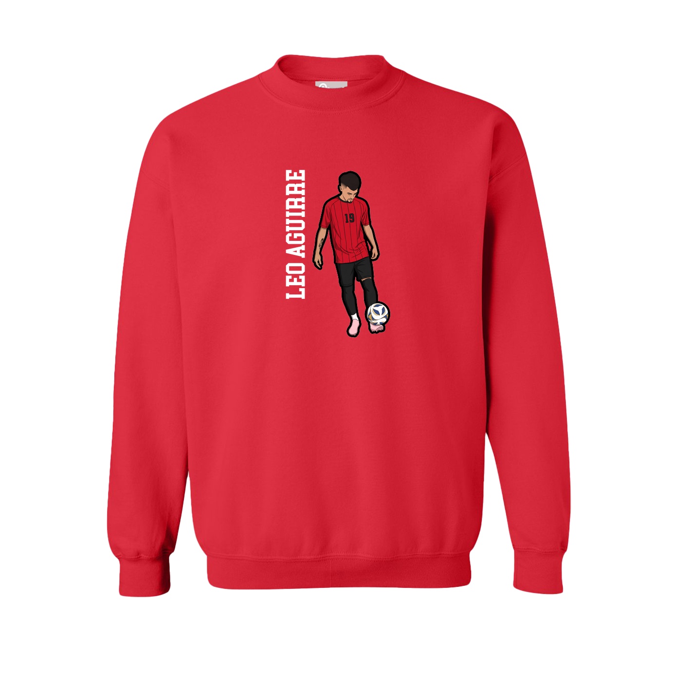Fleece Crew — Name Vertical in Red