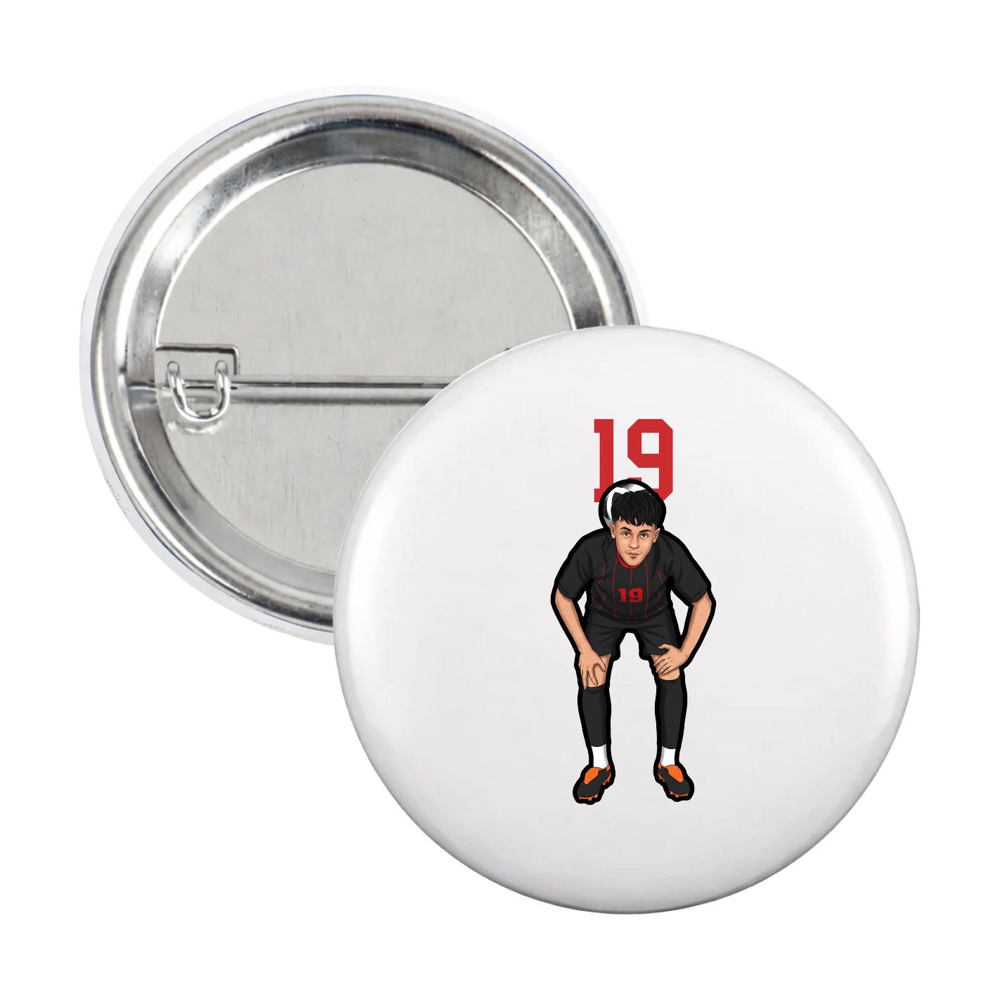 Game Day Button — Number Top in White