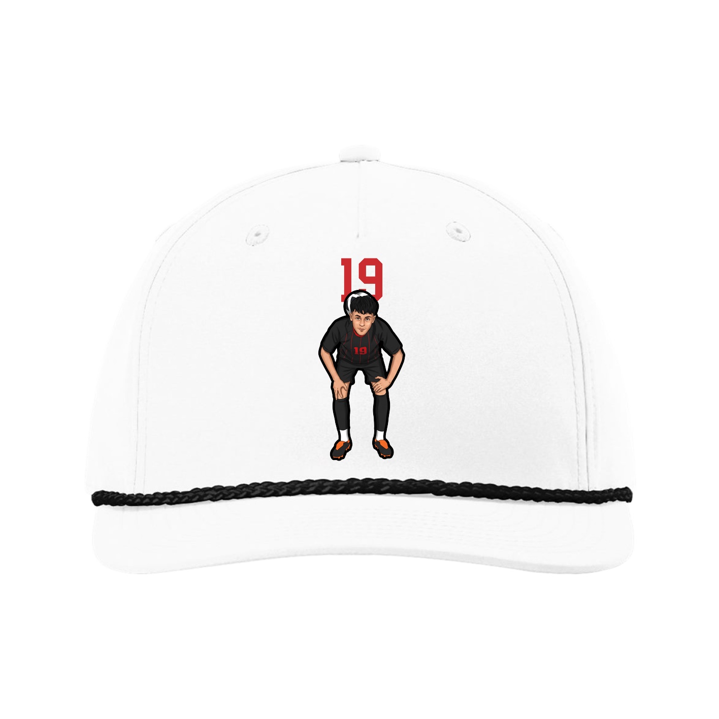 Five-Panel Classic Rope Cap — Number Top in White
