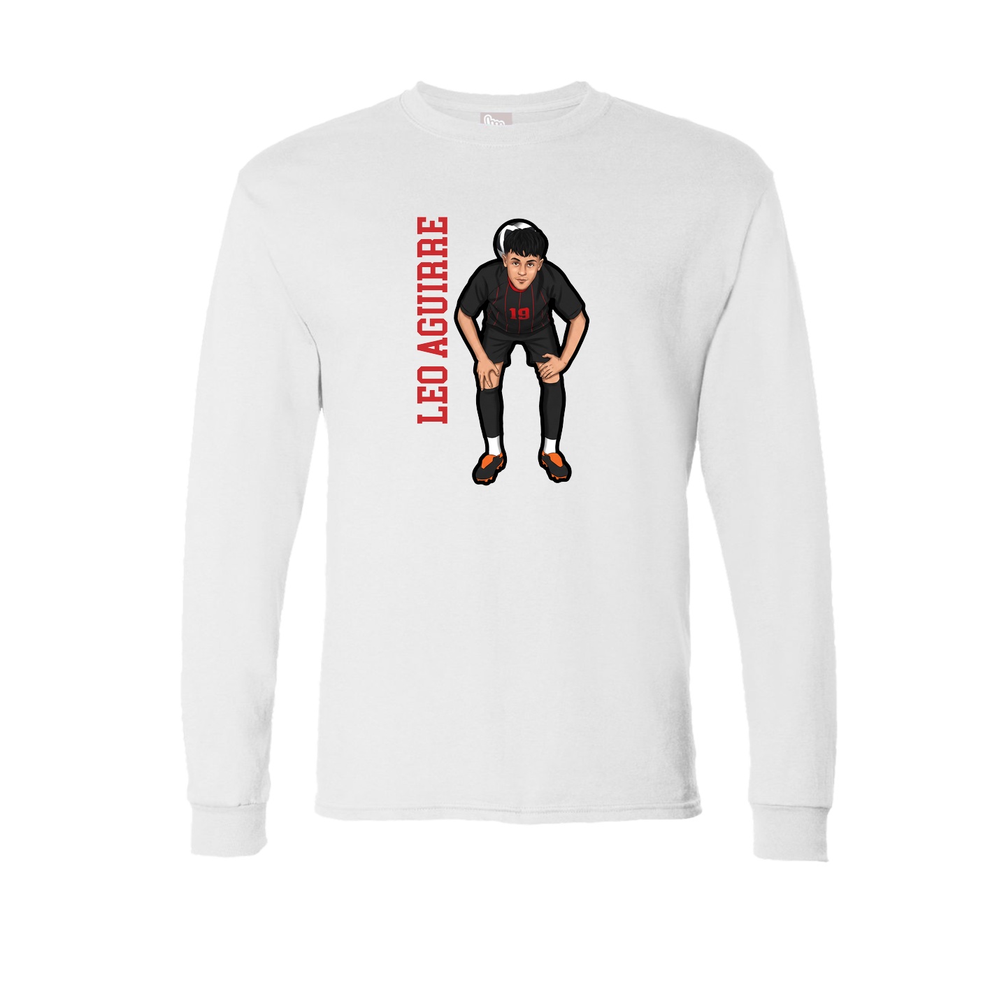 Long Sleeve Tee — Name Vertical in White