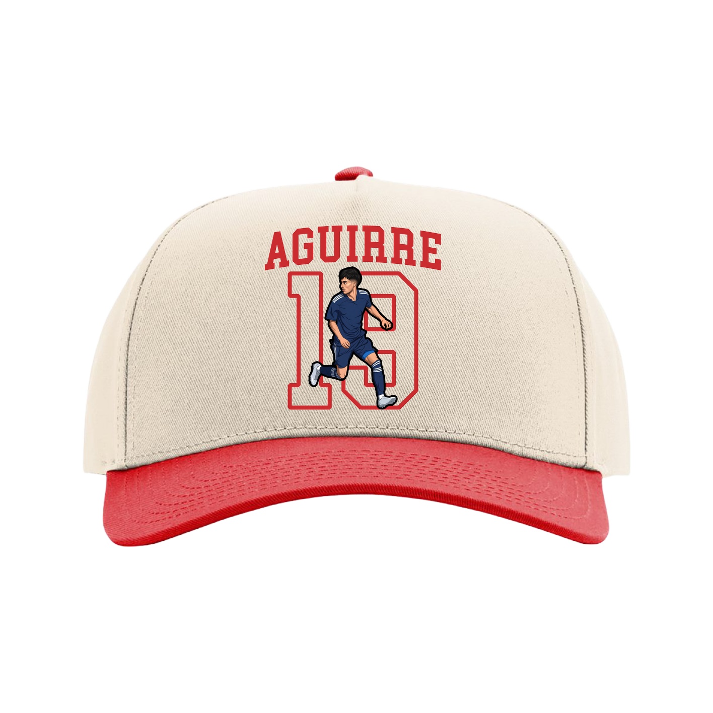 Full Fabric Five-Panel Champ Cap — Shirsey in Cream/Red