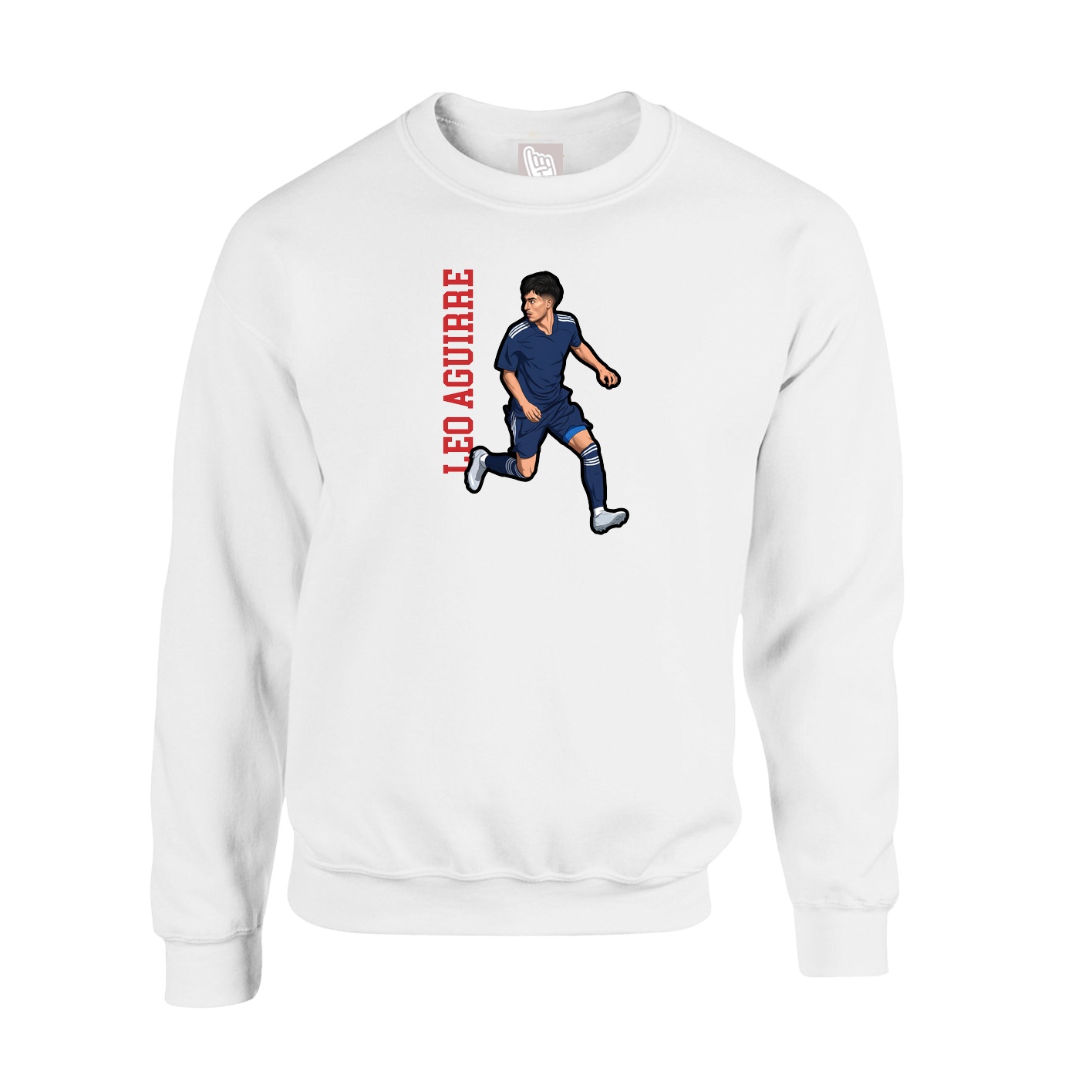 Fleece Crew — Name Vertical in White