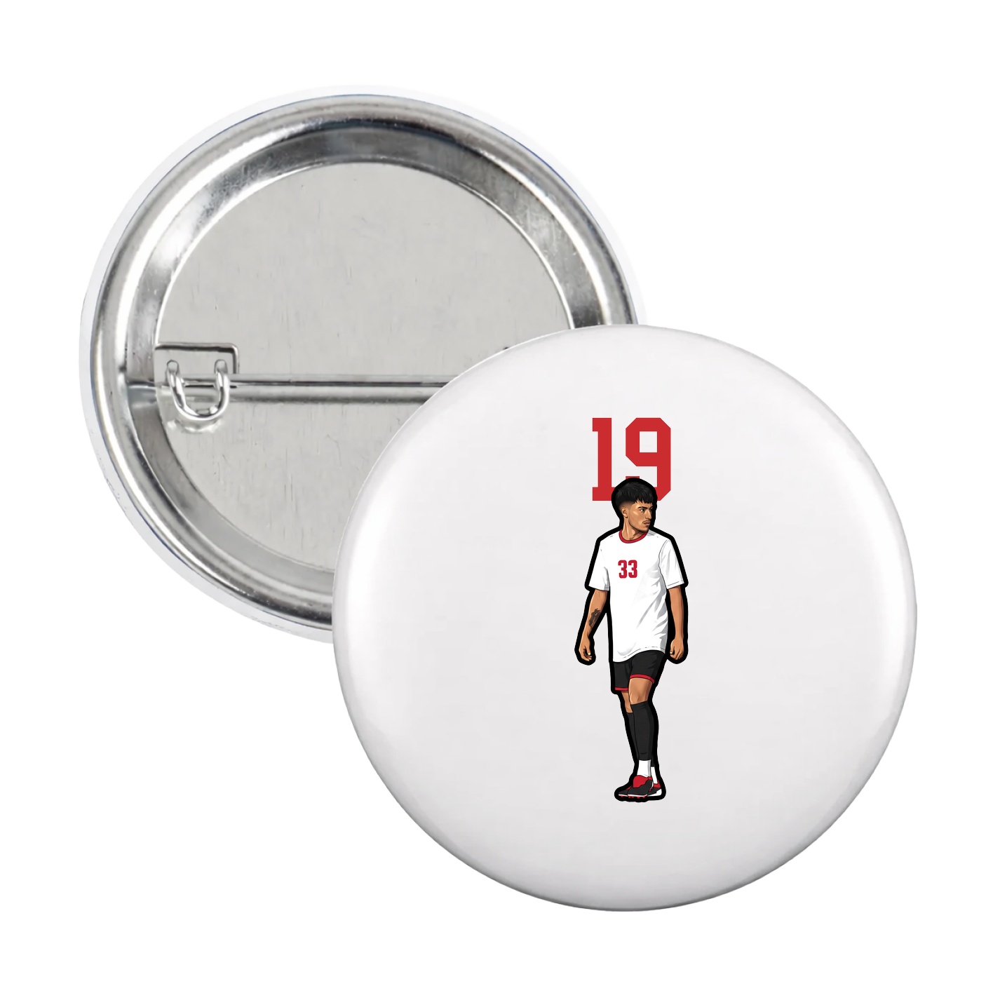 Game Day Button — Number Top in White
