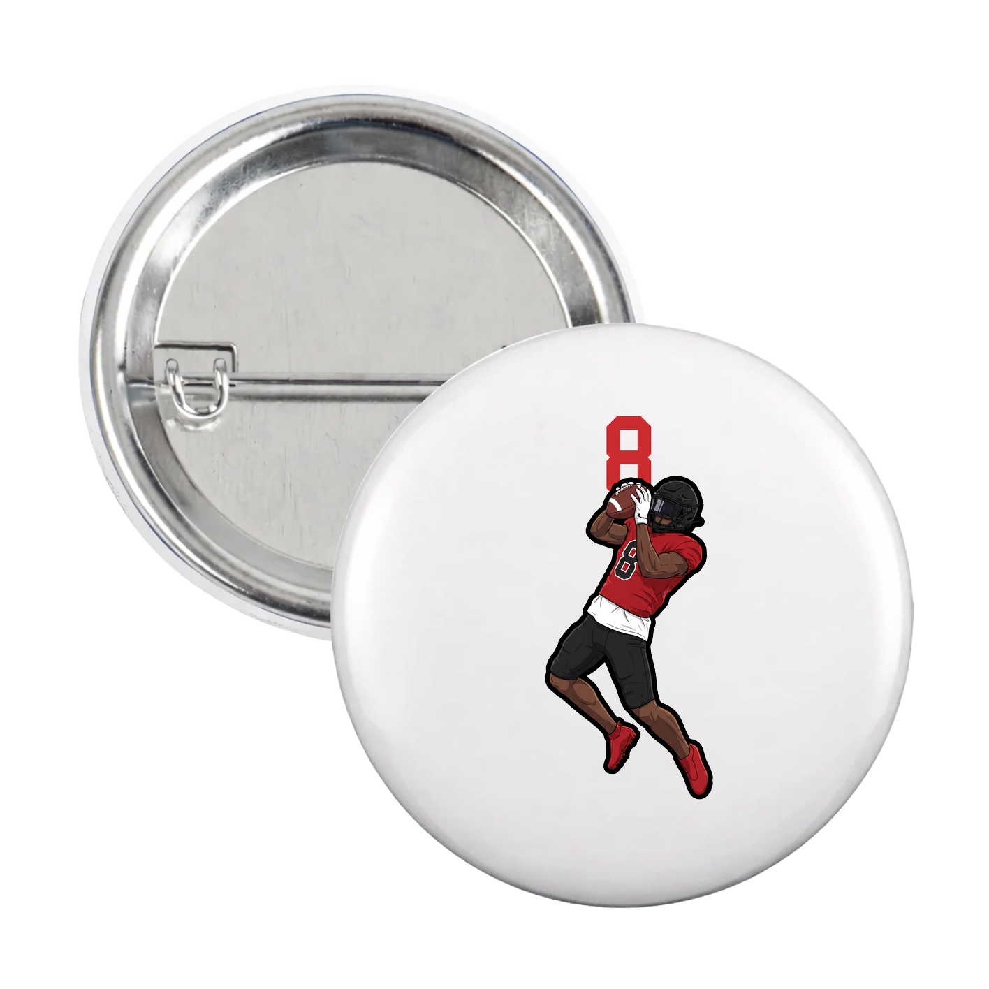 Game Day Button — Number Top in White
