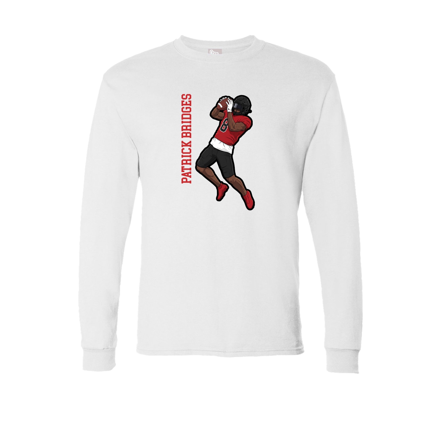 Long Sleeve Tee — Name Vertical in White
