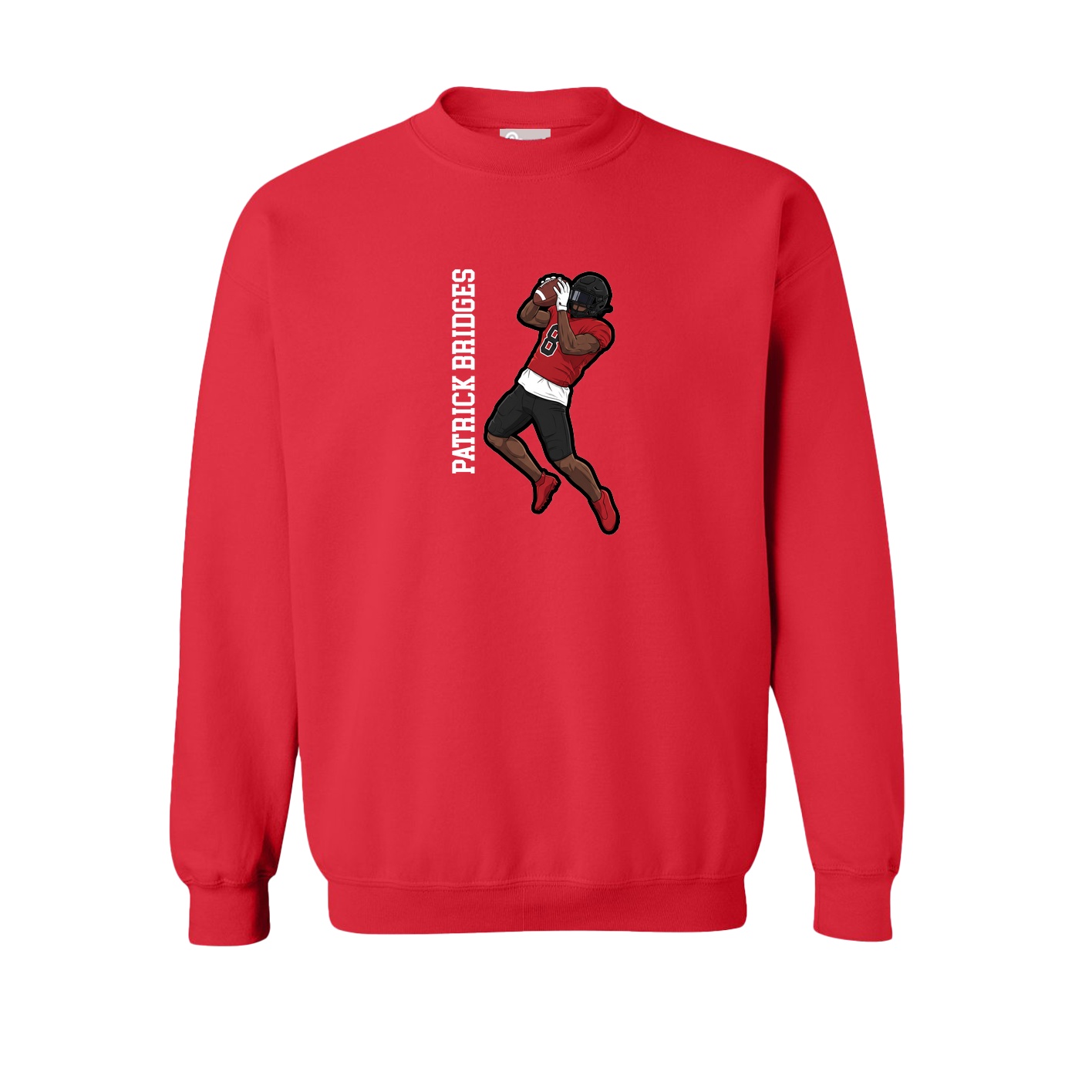 Fleece Crew — Name Vertical in Red