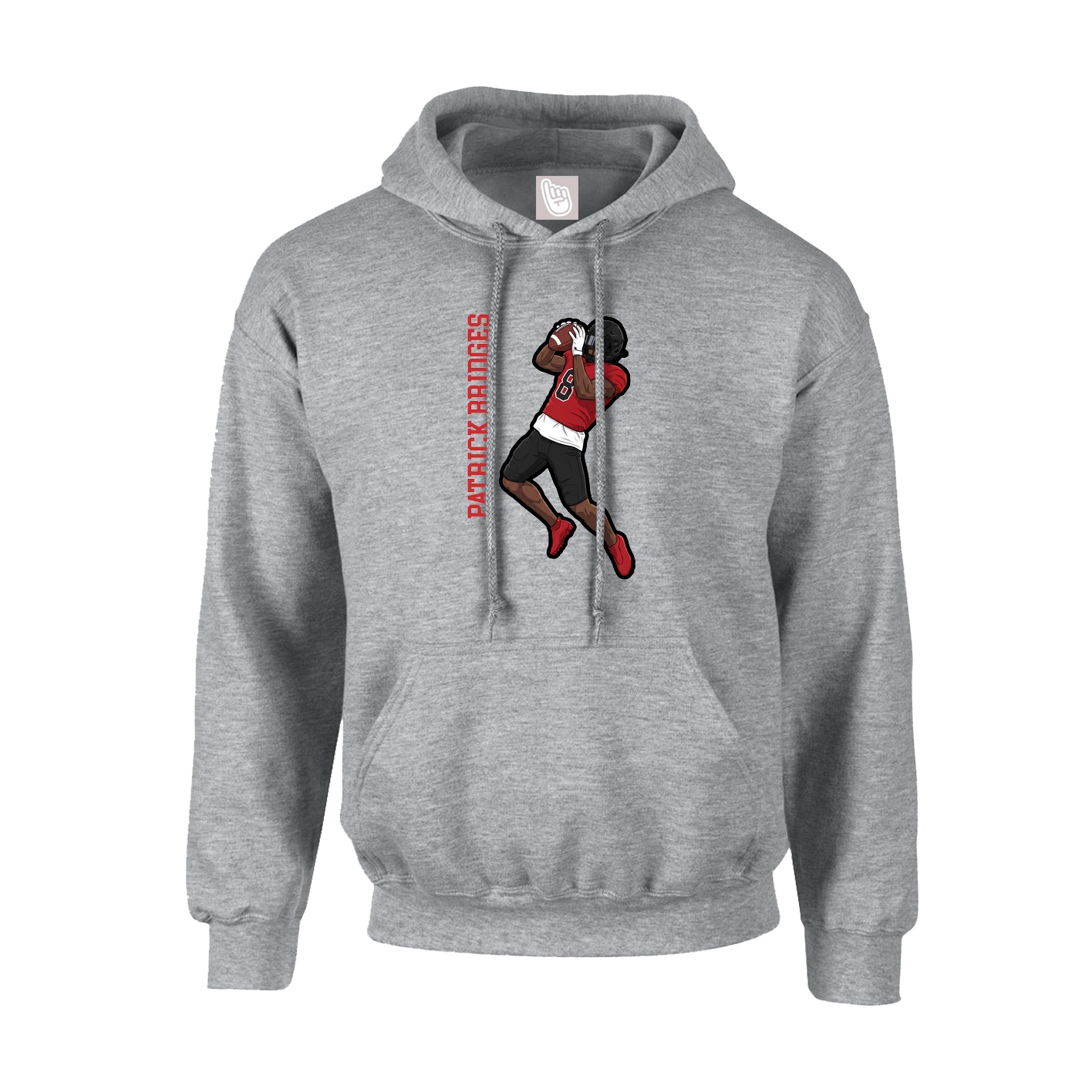 Youth Hoodie — Name Vertical in Grey